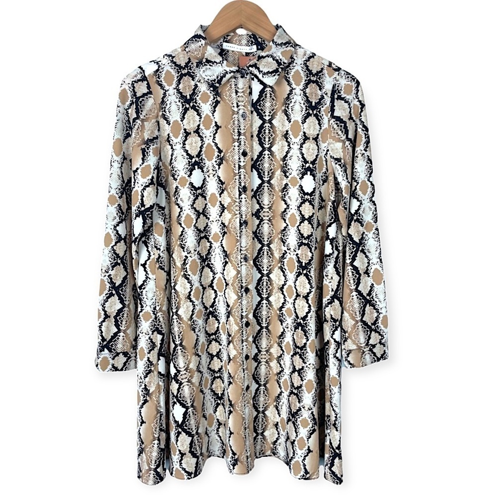 Three Eighty Two Mara Button Front Mini Dress In Python Reptile Size Small